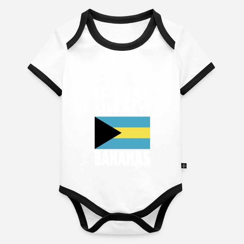Drapeau des Bahamas Body Bébé bio contrasté manches courtes