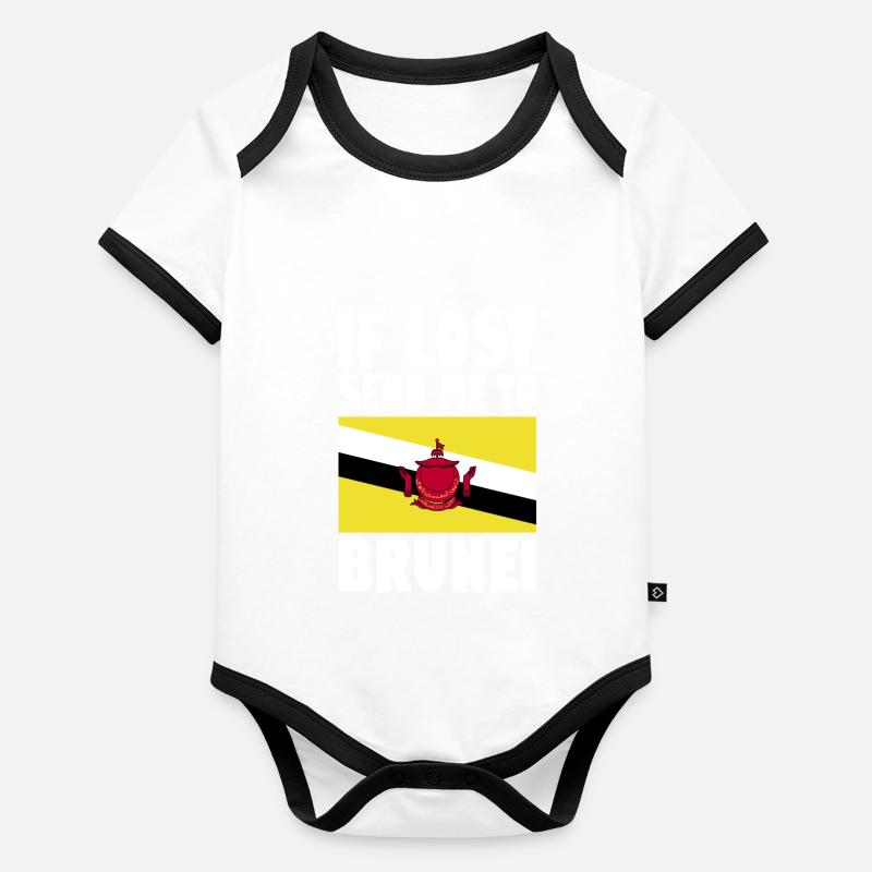 Drapeau du Brunei Body Bébé bio contrasté manches courtes