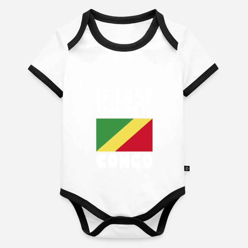 Drapeau du Congo Disant Body Bébé bio contrasté manches courtes
