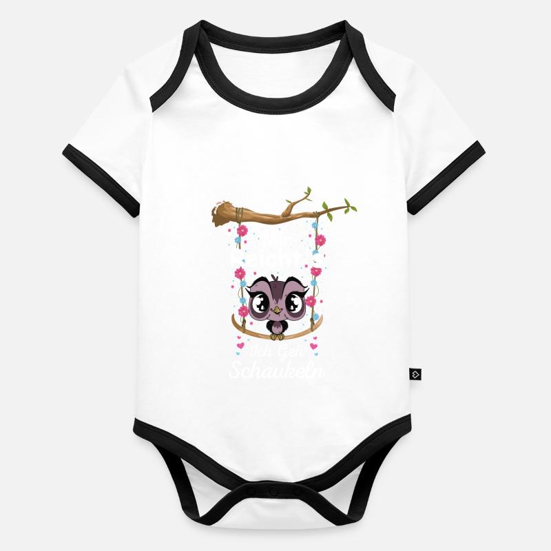 Mir Reichts Ich Geh Schaukeln Schaukel Eule Eulen Baby Bio-Kurzarm-Kontrastbody