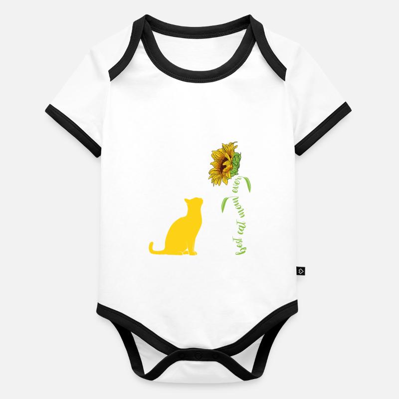 Meilleure maman de chat de tous les temps Body Bébé bio contrasté manches courtes