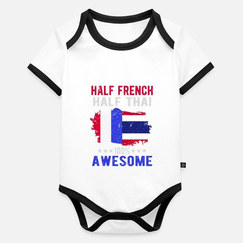 Half French Half Thai Organic Baby Contrasting Bodysuit