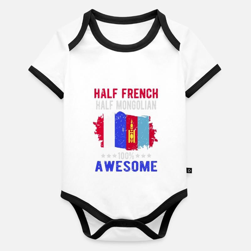 Half French Half Mongolian Organic Baby Contrasting Bodysuit