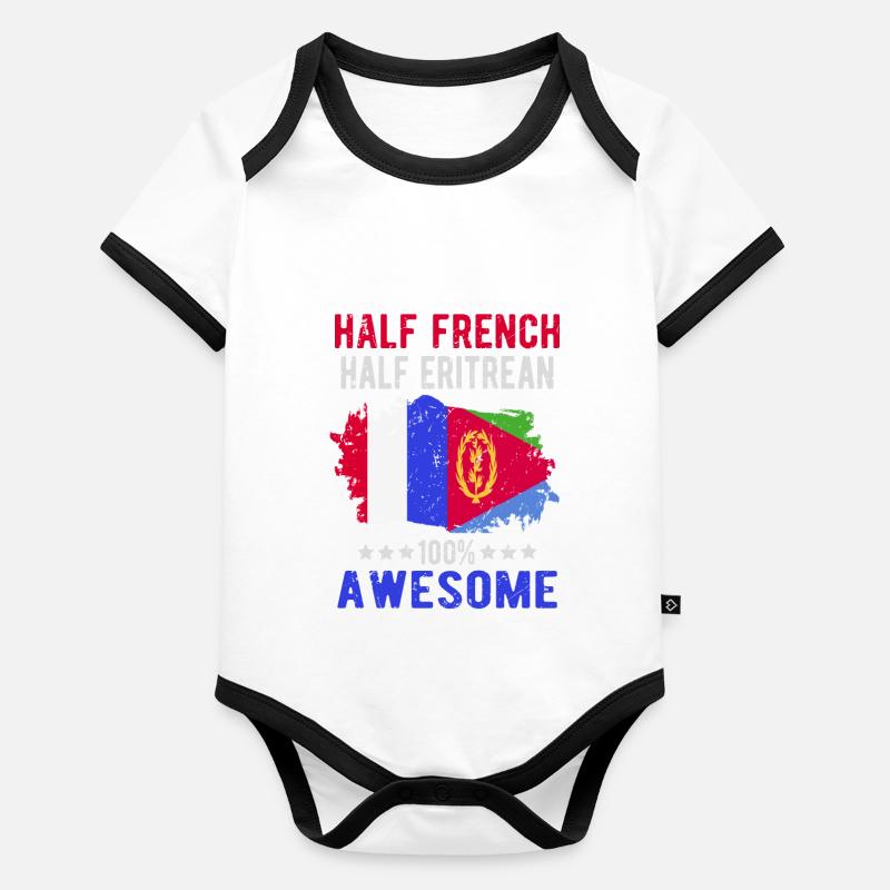 Moitié Français moitié érythréen Body Bébé bio contrasté manches courtes