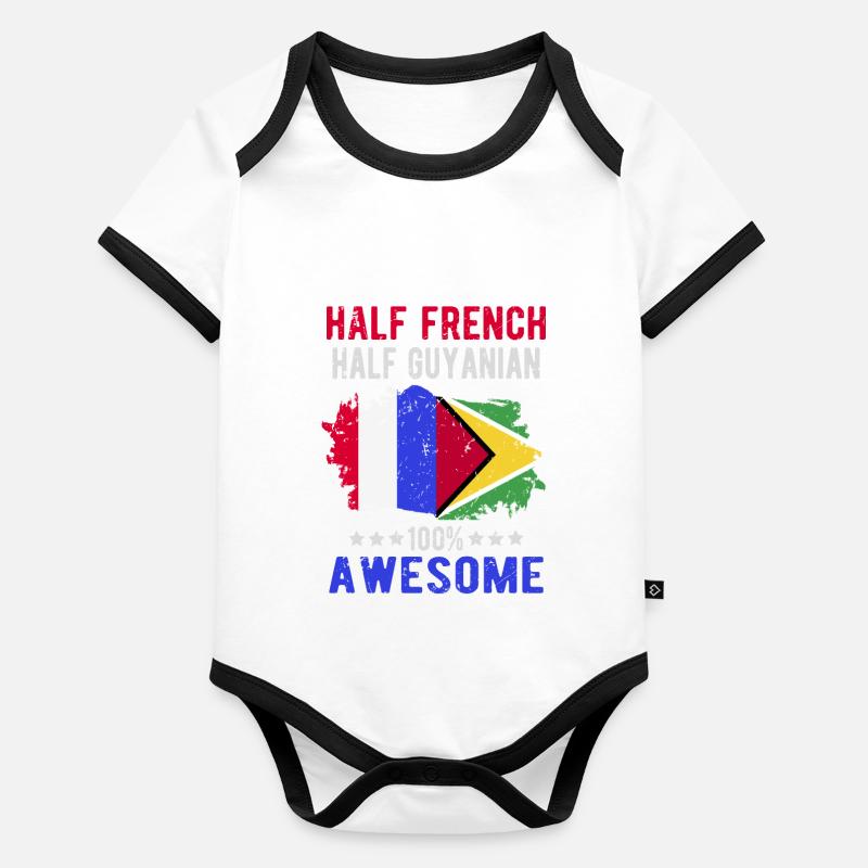 Moitié Français moitié guyanais Body Bébé bio contrasté manches courtes