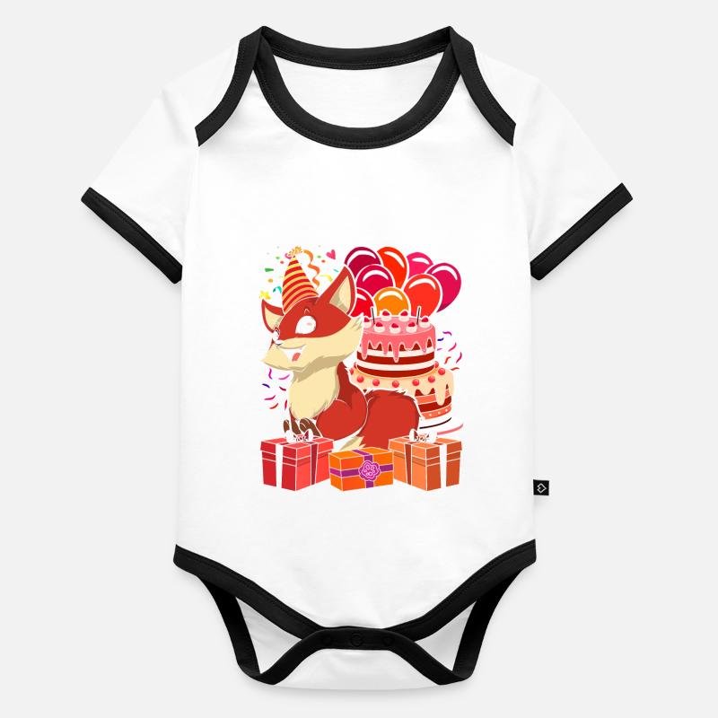 Geburtstag Party Geschenk Tier Fuchs Baby Bio-Kurzarm-Kontrastbody