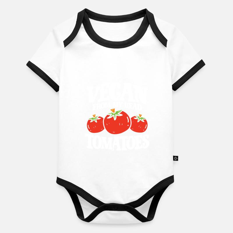 Tomates de tête végétaliennes Body Bébé bio contrasté manches courtes
