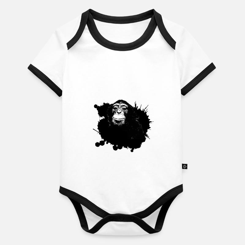 Affe Baby Bio-Kurzarm-Kontrastbody
