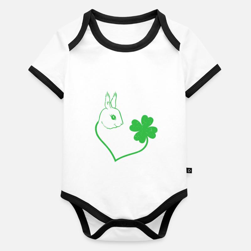 Écureuil Cloverleaf Lucky Charm Amour Body Bébé bio contrasté manches courtes