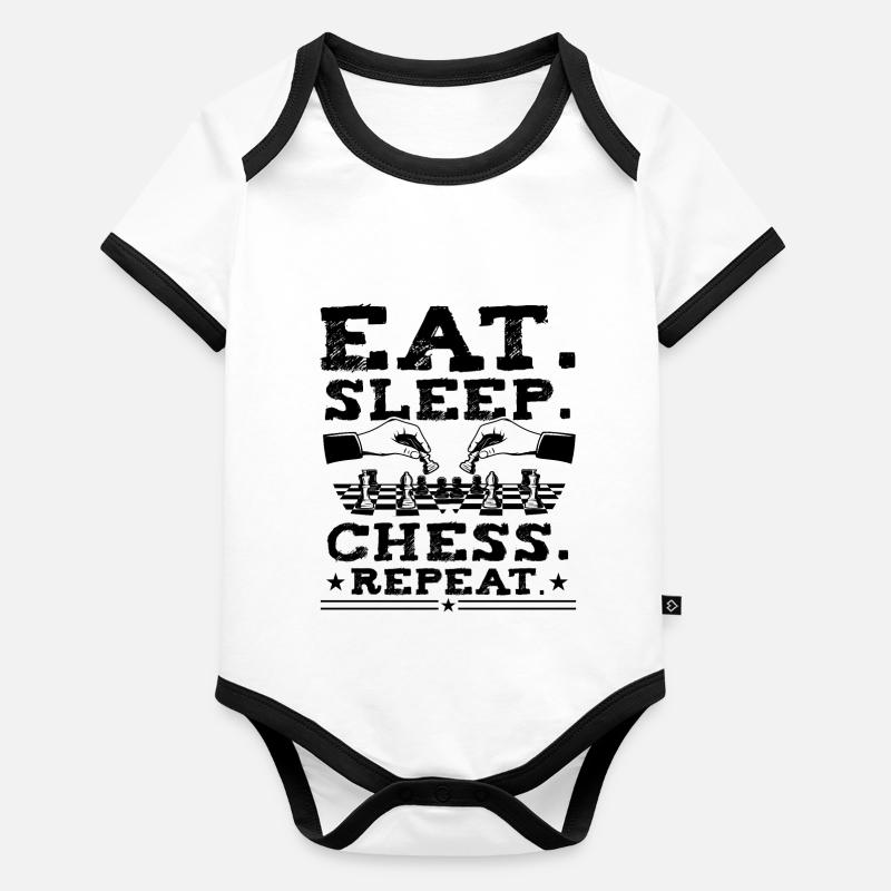 Eat Sleep Chess Repeat Funny Chess Player Fan Odds Organic Baby Contrasting Bodysuit