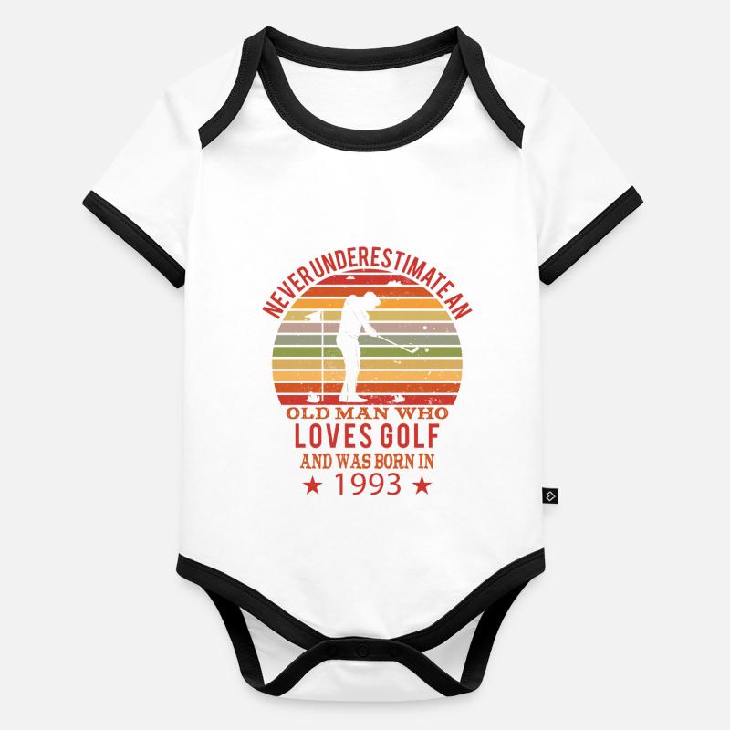Golfer Golfer Born 1993 Birthday Organic Baby Contrasting Bodysuit