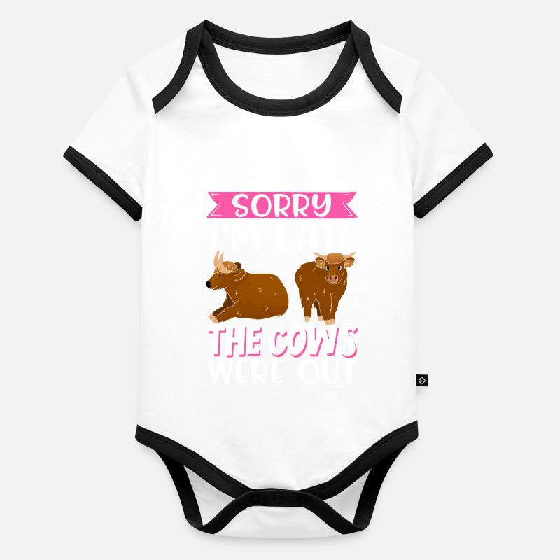 Scottish Highland Cattle Cow Organic Baby Contrasting Bodysuit