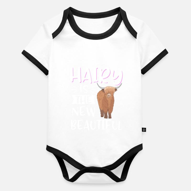 Scottish Highland Cattle Cow Organic Baby Contrasting Bodysuit