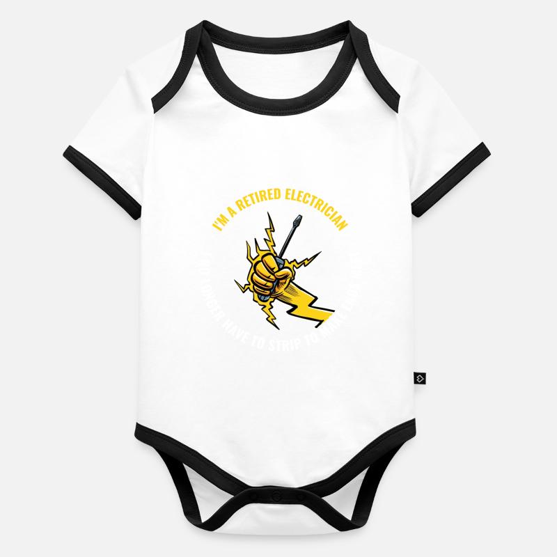 Retired Electrician Elektriker Geschenk Baby Bio-Kurzarm-Kontrastbody