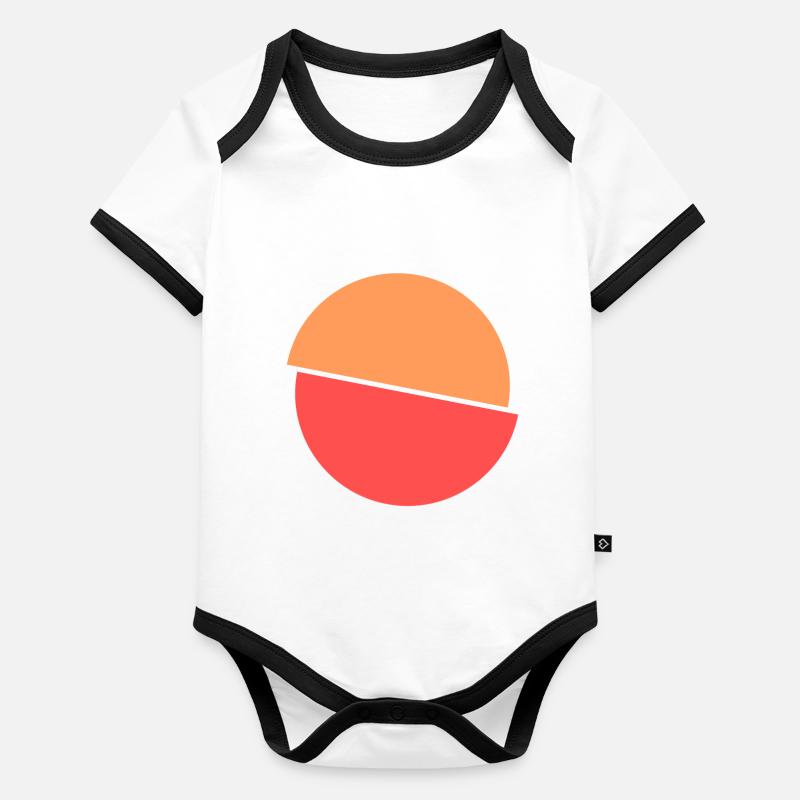 Geteilter Kringel Oranges Und Rotes Design Baby Bio-Kurzarm-Kontrastbody