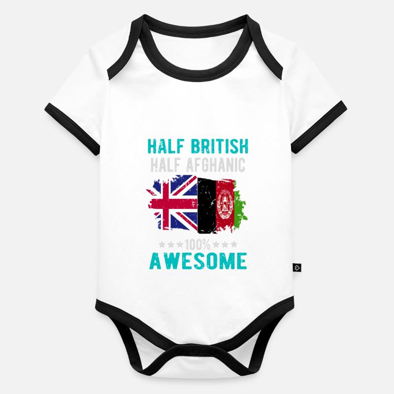 Half British Half Afghan Organic Baby Contrasting Bodysuit