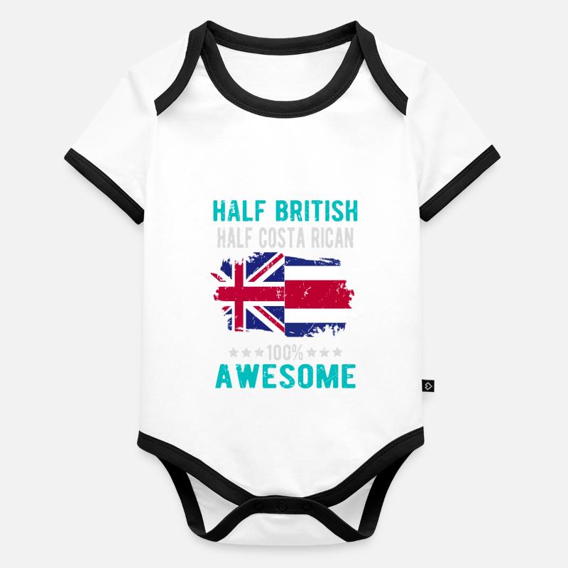 Halb Brite Halb Costa Ricaner Baby Bio-Kurzarm-Kontrastbody