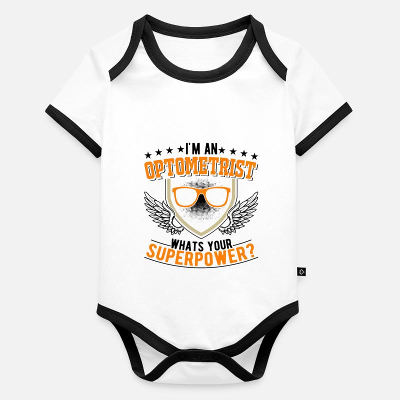 Opticien Superpuissance Opticien Body Bébé bio contrasté manches courtes