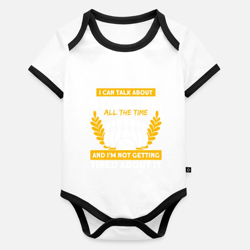 I can talk about bowling Bowling Organic Baby Contrasting Bodysuit
