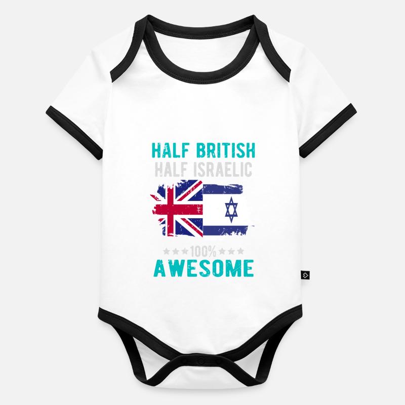 Moitié britannique moitié Isreali Body Bébé bio contrasté manches courtes