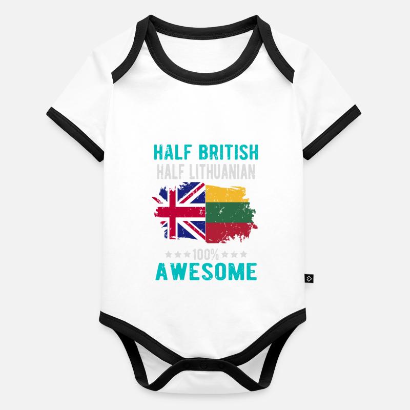 Halb Brite Halb Litauer Baby Bio-Kurzarm-Kontrastbody