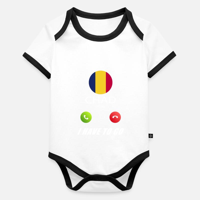 Le Tchad appelle les drapeaux lusiger en disant Body Bébé bio contrasté manches courtes
