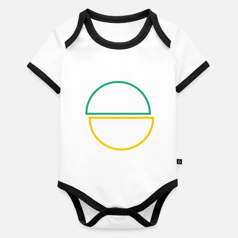 Demi-cercles vert et jaune Design Body Bébé bio contrasté manches courtes