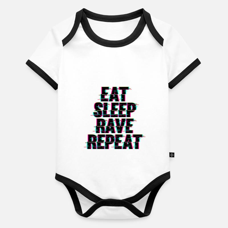 Eat Sleep Rave Repeat Techno Baby Bio-Kurzarm-Kontrastbody