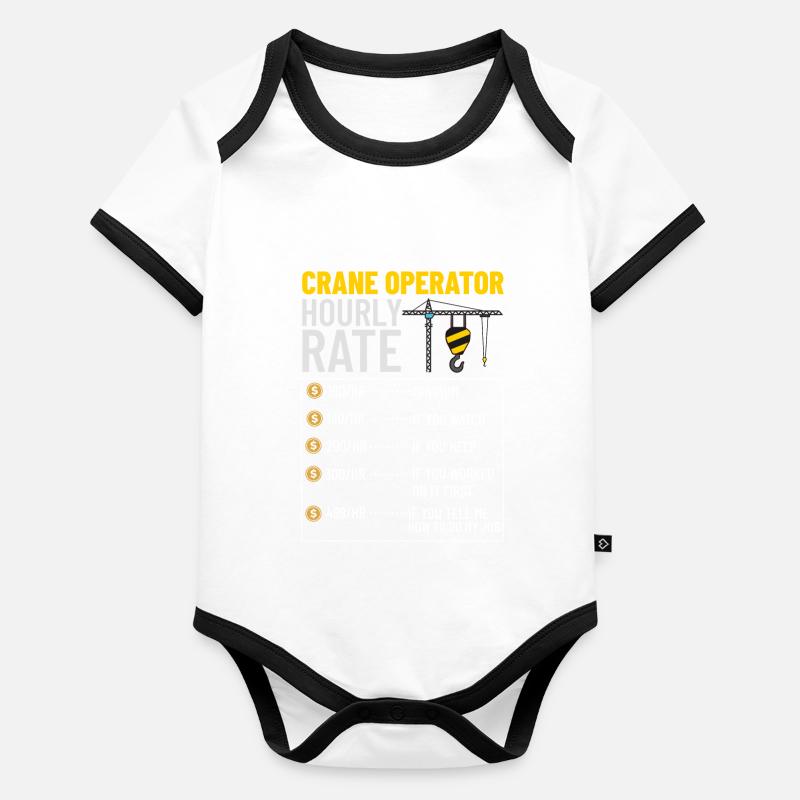 Kranführer Bauarbeiter Kran Turm Ausbildung Baby Bio-Kurzarm-Kontrastbody