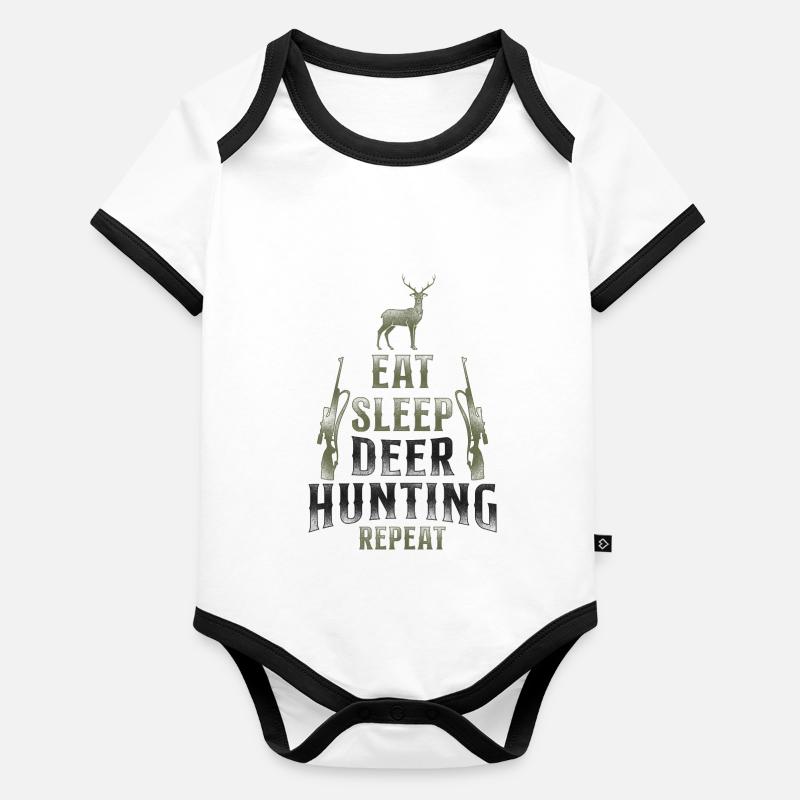 Buck Deer Hunting Hunter Vintage Body Bébé bio contrasté manches courtes