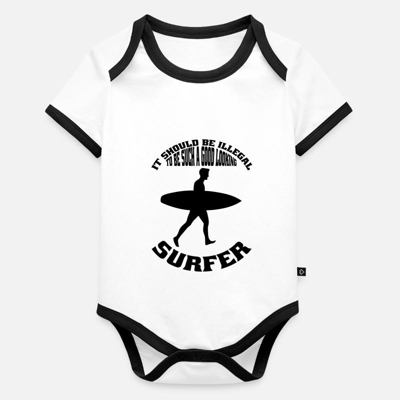 Moniteur de surf Surfer surf surf surf surf Body Bébé bio contrasté manches courtes