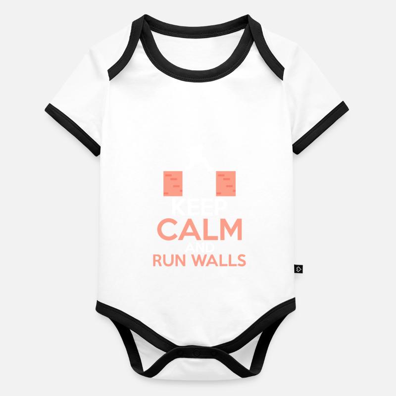Keep Calm & Run Walls Traceur Parkour Body Bébé bio contrasté manches courtes