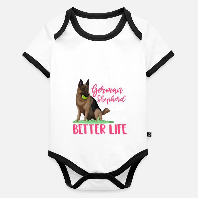Work Hard For My German Shepherd Dog Owner Lover Baby Bio-Kurzarm-Kontrastbody