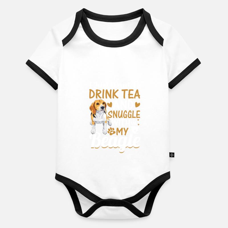 Drink Tea And Cuddle With Beagle Organic Baby Contrasting Bodysuit