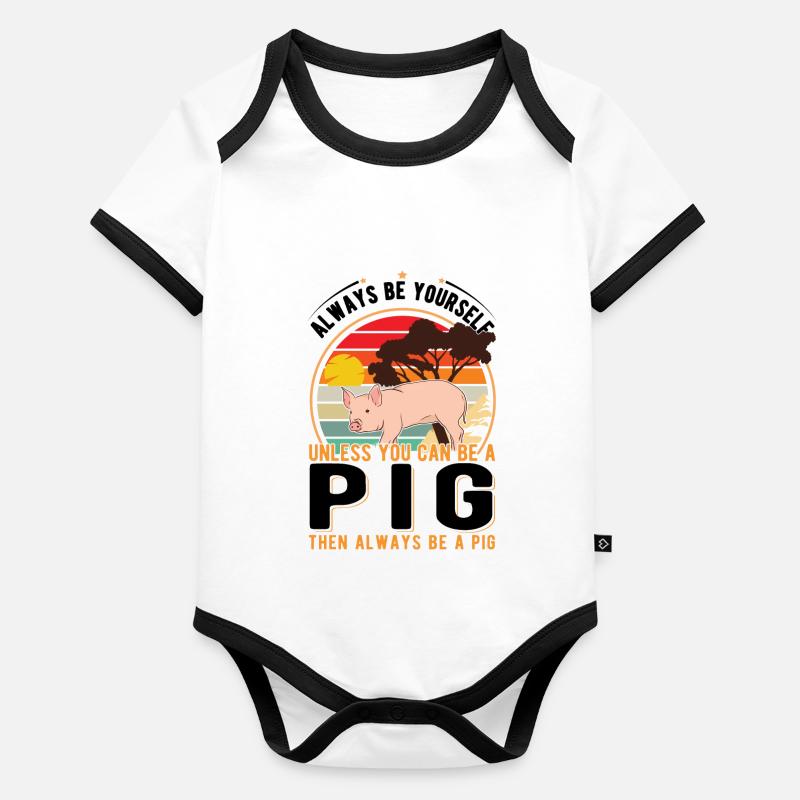 Pigs Gift Pig Farmer Organic Baby Contrasting Bodysuit