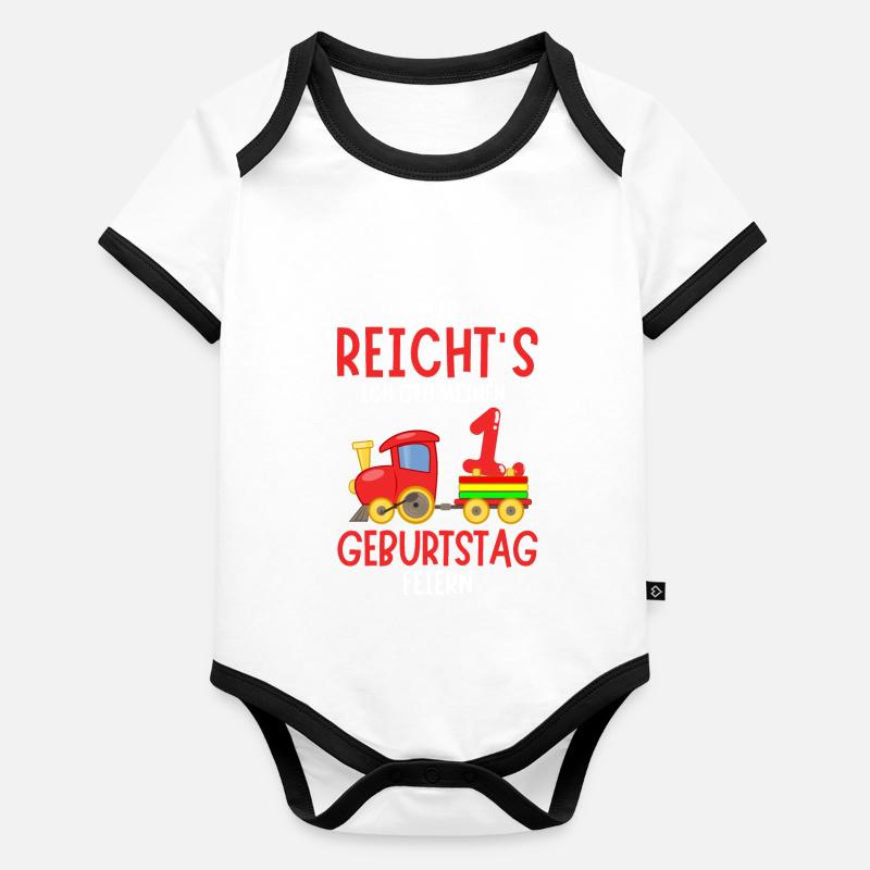 1. Geburtstag Geburtstagsgeschenk mit Eisenbahn Baby Bio-Kurzarm-Kontrastbody
