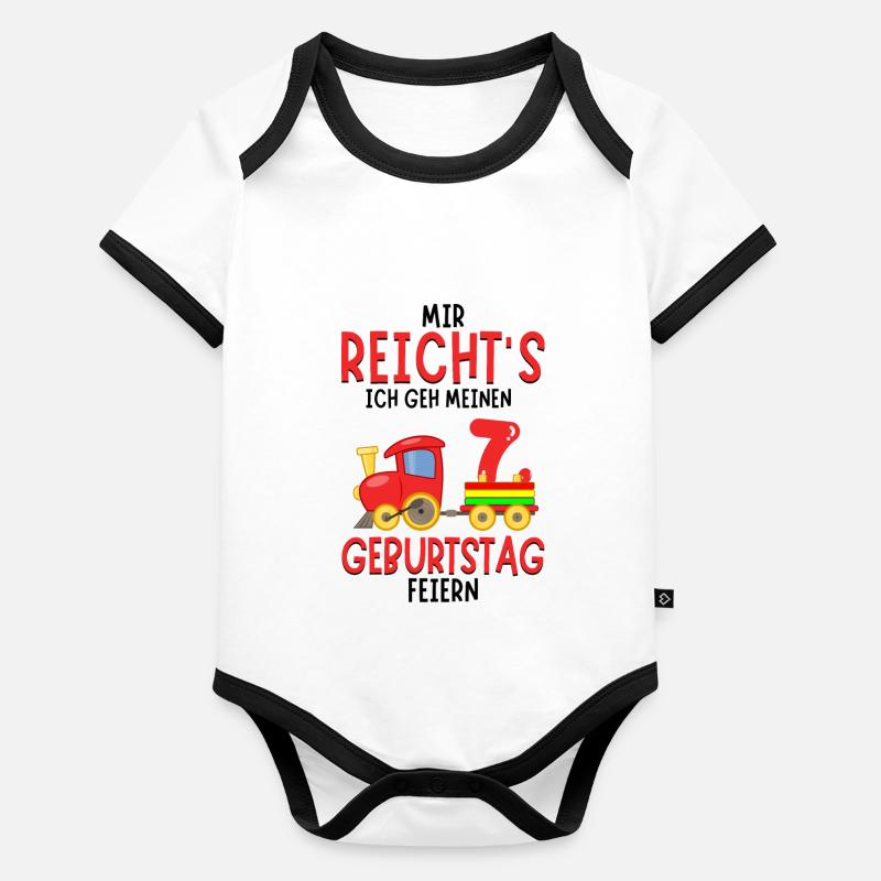 7. Geburtstag Geburtstagsgeschenk mit Eisenbahn Baby Bio-Kurzarm-Kontrastbody