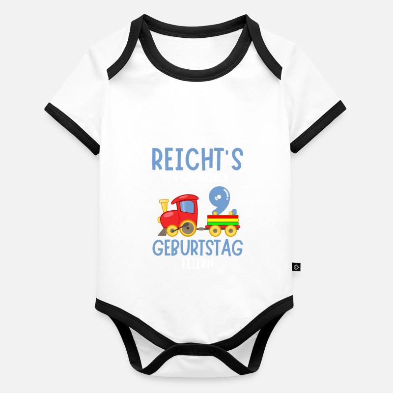 9. Geburtstag Geburtstagsgeschenk mit Eisenbahn Baby Bio-Kurzarm-Kontrastbody