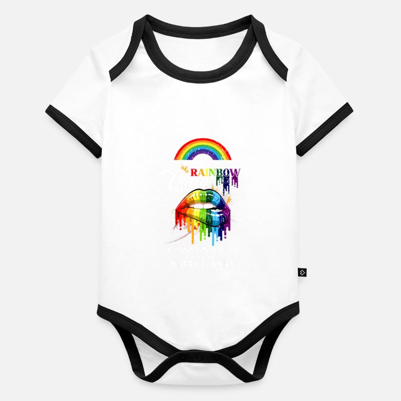 Rainbow Queen Gay Lips Body Bébé bio contrasté manches courtes