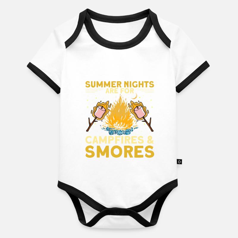 Nuits d’été Feux de camp et Smores Body Bébé bio contrasté manches courtes