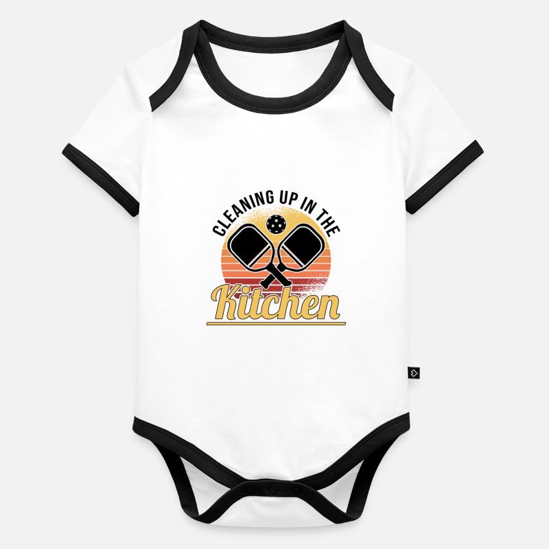 Pickleball Retro Liebe Dinking Pickleballspieler Baby Bio-Kurzarm-Kontrastbody