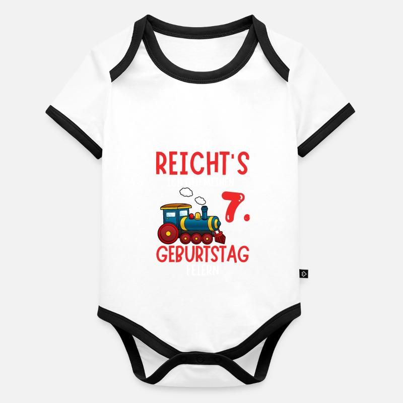 7. Geburtstag Geburtstagsgeschenk mit Eisenbahn Baby Bio-Kurzarm-Kontrastbody