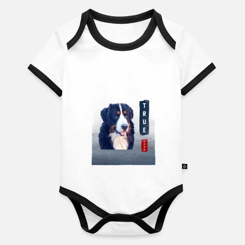 Berner Sennenhund True Hero Baby Bio-Kurzarm-Kontrastbody