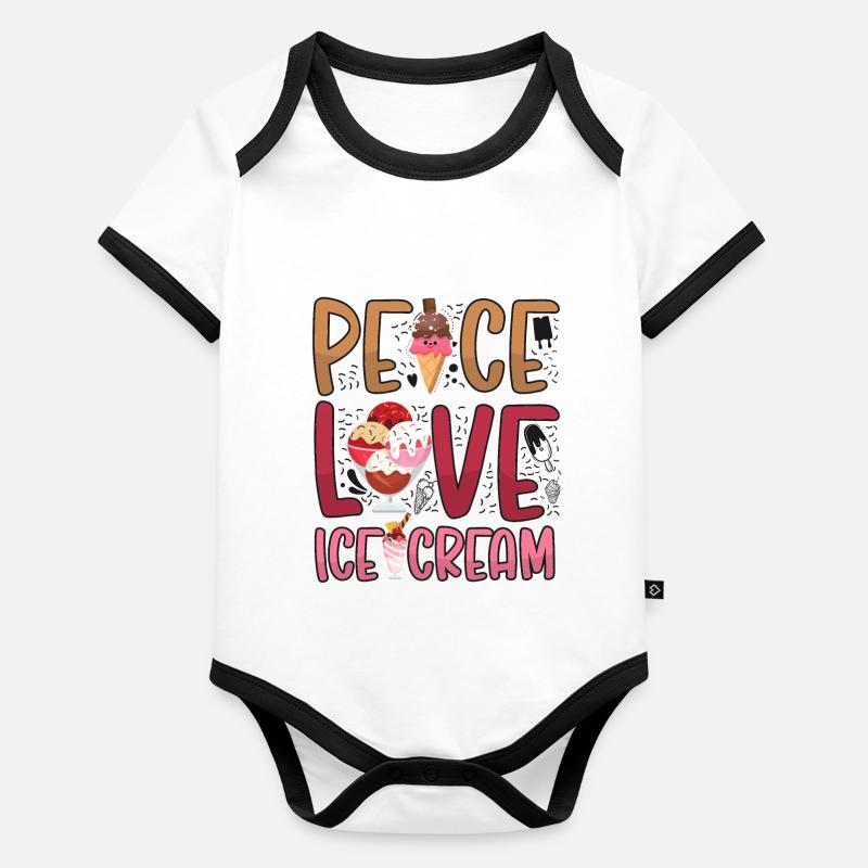 Cône de crème glacée Peace Love Ice Body Bébé bio contrasté manches courtes