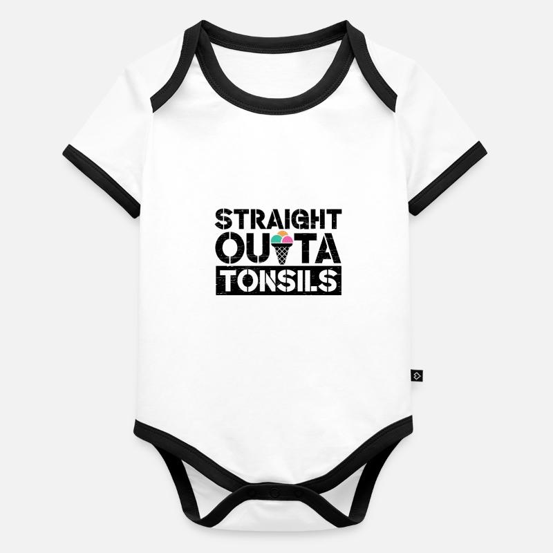 Straight Outa Tonsill Survivor Tonsillektomie Baby Bio-Kurzarm-Kontrastbody