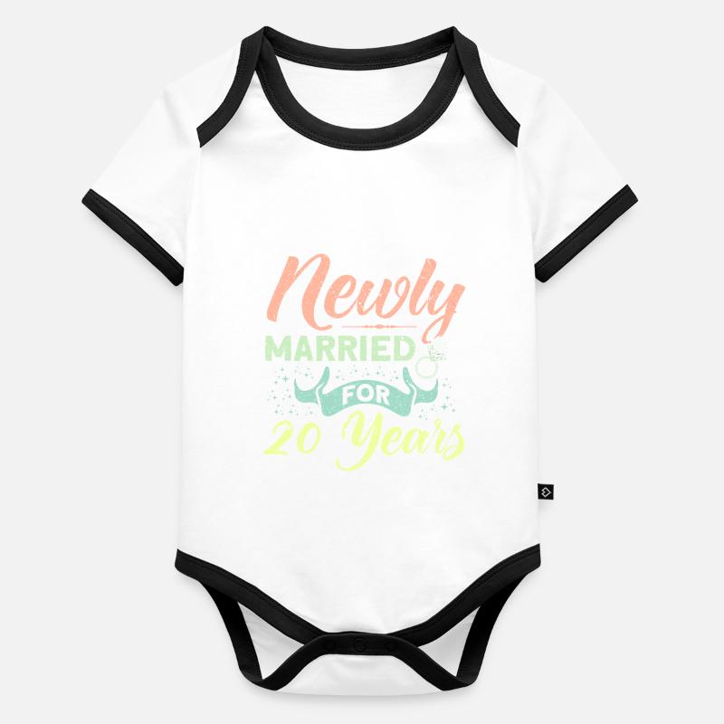20. Hochzeitstag Paardesign 20 Jahre Ehe Baby Bio-Kurzarm-Kontrastbody