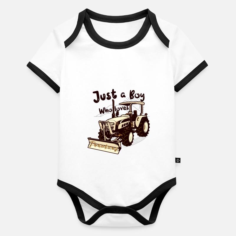 Nur ein Junge, der Traktoren liebt Baby Bio-Kurzarm-Kontrastbody