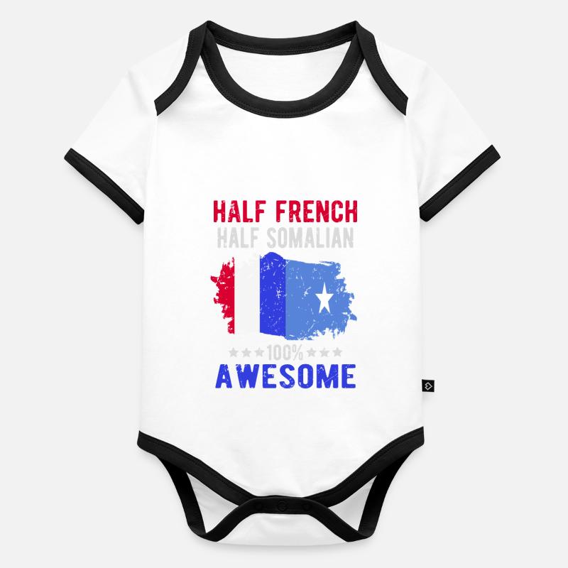 Halb Franzose Halb Somalier Baby Bio-Kurzarm-Kontrastbody