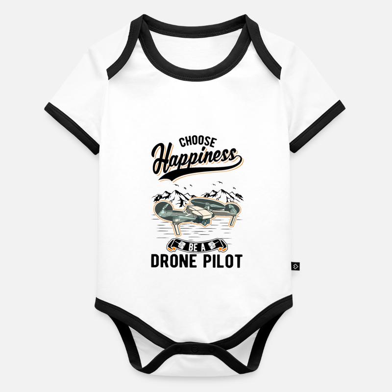 Drone Pilote Cadeau Drone Quadcopter Body Bébé bio contrasté manches courtes