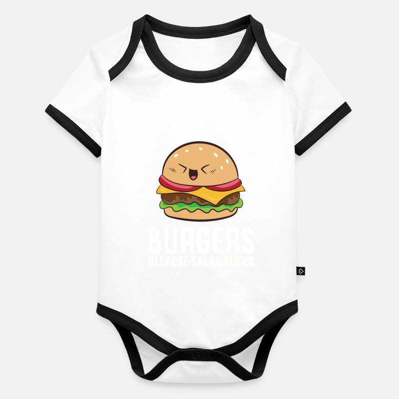 Burger parce que la merde de salade est drôle Hamburger Body Bébé bio contrasté manches courtes